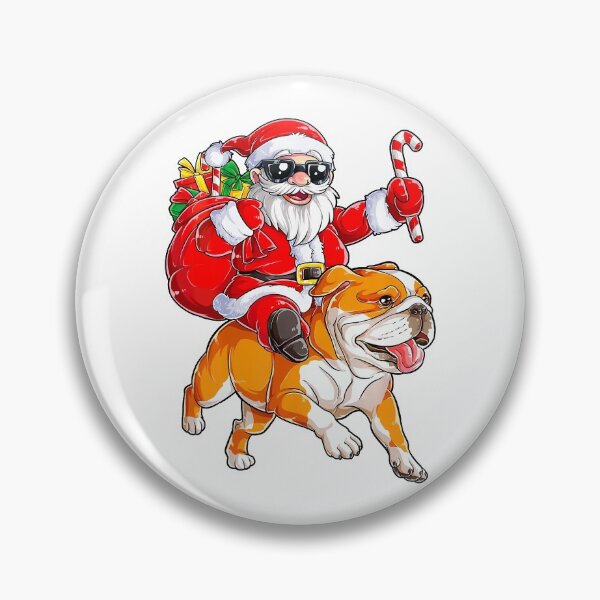 Artikelvorschau, Lustiger Weihnachtsweihnachtsmann, der englische Bulldogge Weihnachtsjungen-Hund reitet entworfen und verkauft von SHankdesign.