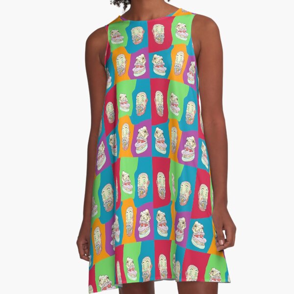 Fratzen - Zeichnung A-Linien Kleid