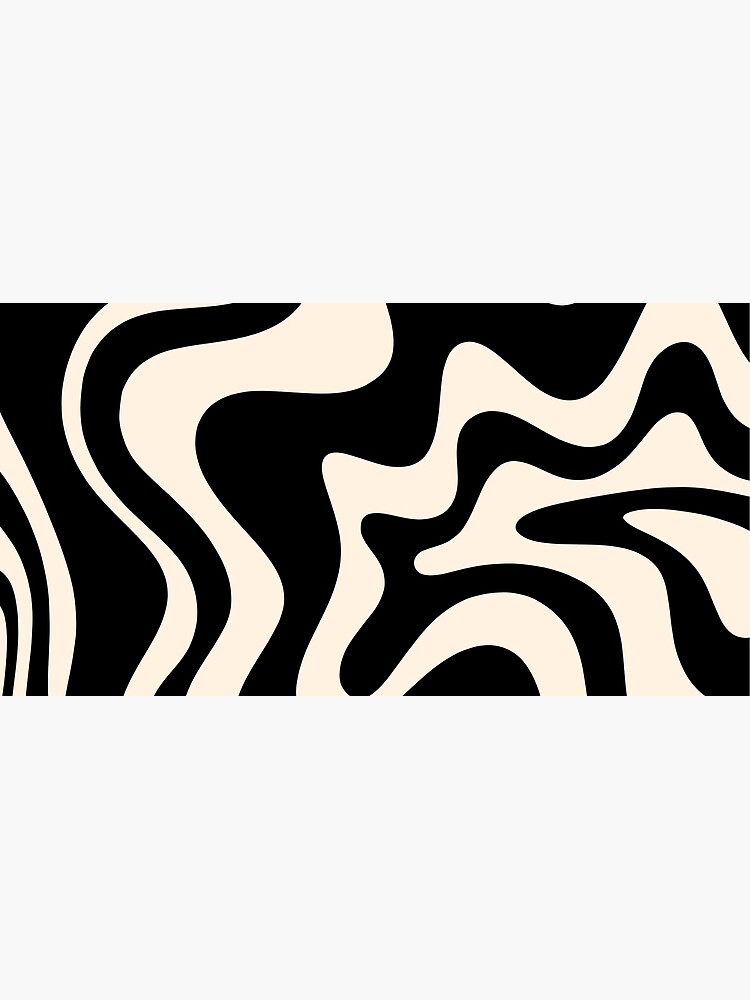 Retro Liquid Swirl Abstract Pattern in Black and Almond Cream by kierkegaard