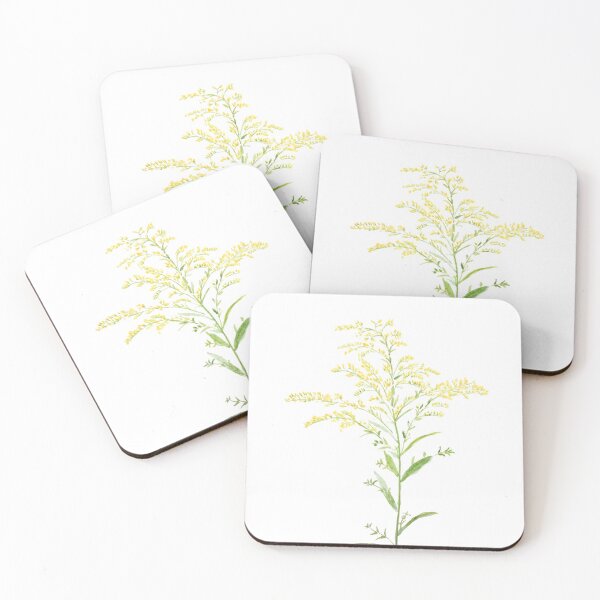 Item preview, hand painted yellow early goldenrod watercolor painting designed and sold by ColorandColor.