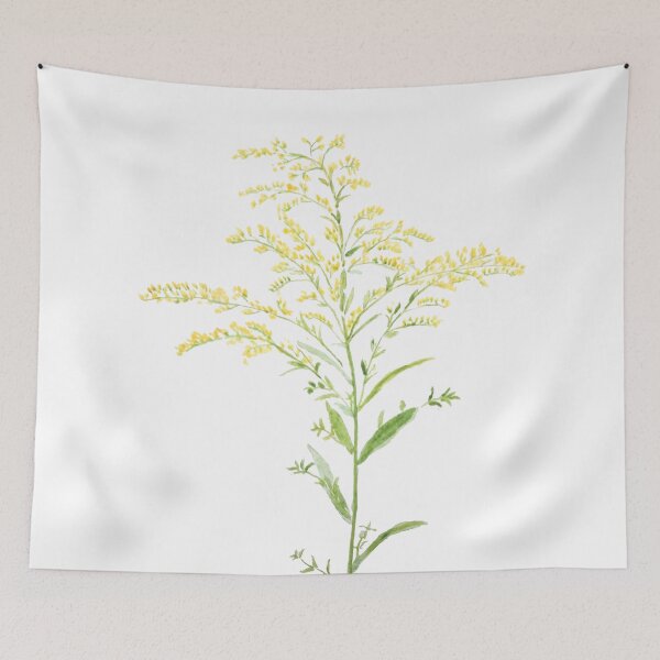 Item preview, hand painted yellow early goldenrod watercolor painting designed and sold by ColorandColor.