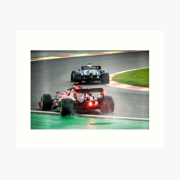 A Ferrari battling a Williams for track position Art Print