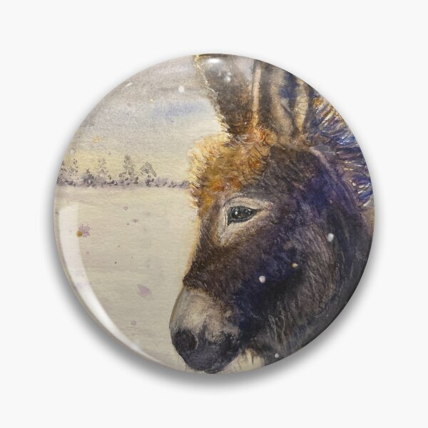 Item preview, Little Donkey: Watercolour portrait of a little donkey in the snow designed and sold by Double Dutch Designs.