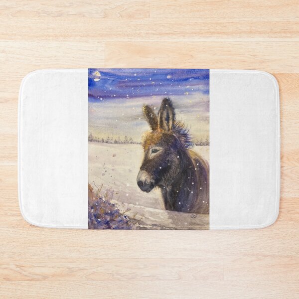Item preview, Little Donkey: Watercolour portrait of a little donkey in the snow designed and sold by Double Dutch Designs.