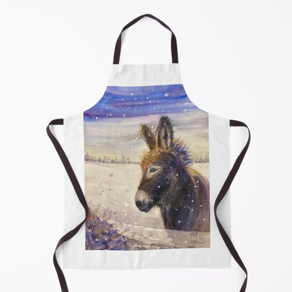 Item preview, Little Donkey: Watercolour portrait of a little donkey in the snow designed and sold by Double Dutch Designs.