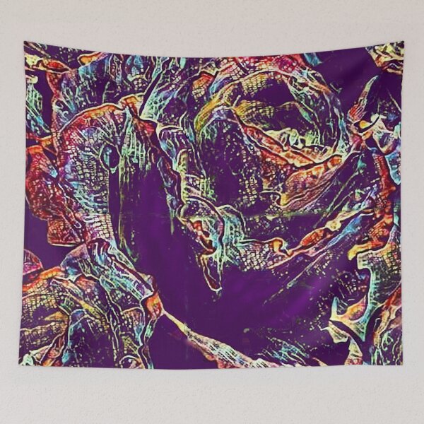 Item preview, roses, multicolor, abstract art, purple background, designed and sold by Maria Mihailova.