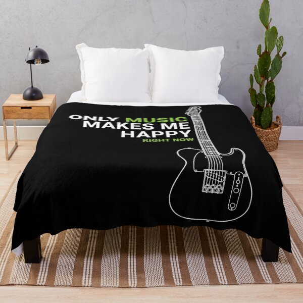 Item preview, Only Music Makes Me Happy T-Style Electric Guitar Outline designed and sold by nightsworthy.