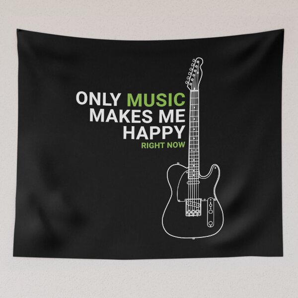 Item preview, Only Music Makes Me Happy T-Style Electric Guitar Outline designed and sold by nightsworthy.