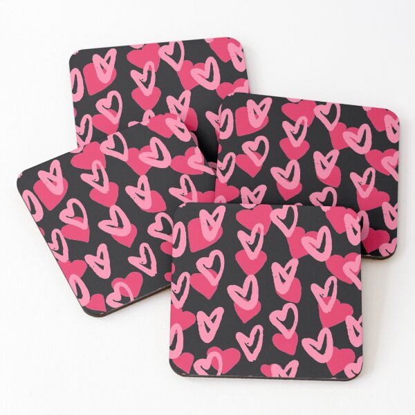 Item preview, Pink Hearts on Black Background designed and sold by GasconyPassion.