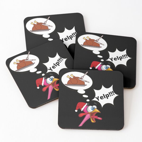 Item preview, Funny Christmas puns cartoon | turkey shouting Yelp joke designed and sold by TheSeasonalYard.