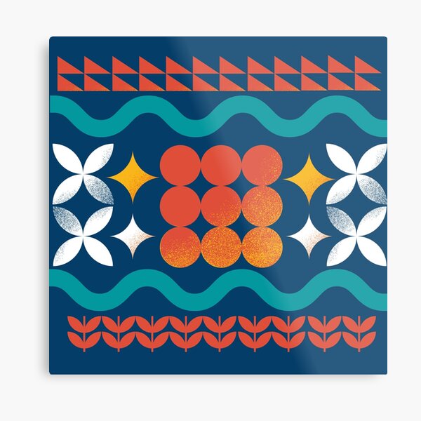 Christmas Geometric Illustration Throw Pillow Metal Print