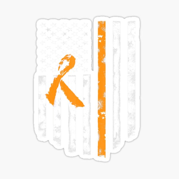 Leukemia Awareness American Flag Orange Ribbon Sticker For Sale By