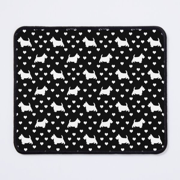 Item preview, White Scottish Terriers (Scottie Dogs) & Hearts on Black designed and sold by Karen McFarland.