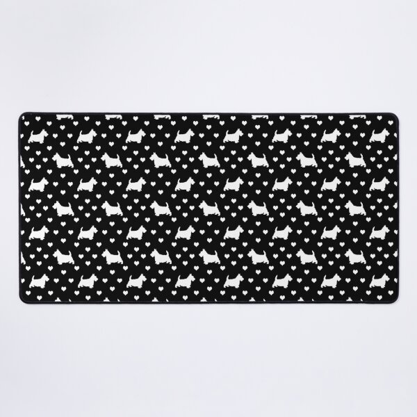 Item preview, White Scottish Terriers (Scottie Dogs) & Hearts on Black designed and sold by Karen McFarland.