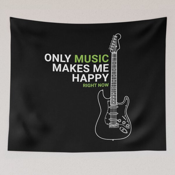 Item preview, Only Music Makes Me Happy S-Style Electric Guitar Outline designed and sold by nightsworthy.