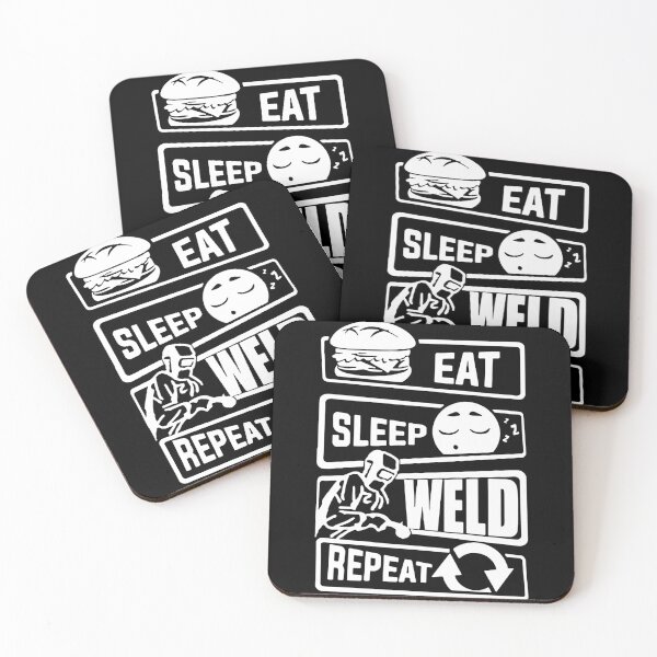 Item preview, Eat Sleep Weld Repeat Evolution of Mechanics Love Robot Human Mechanic Gift Premium Apparel Funny Holiday Xmas designed and sold by DesignByHeartUK.