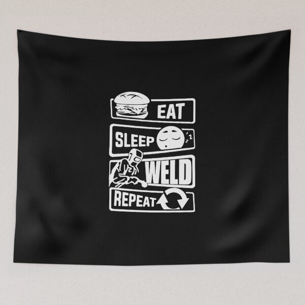 Item preview, Eat Sleep Weld Repeat Evolution of Mechanics Love Robot Human Mechanic Gift Premium Apparel Funny Holiday Xmas designed and sold by DesignByHeartUK.