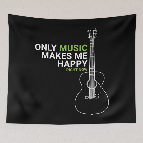 Item preview, Only Music Makes Me Happy Acoustic Electric Guitar Outline designed and sold by nightsworthy.