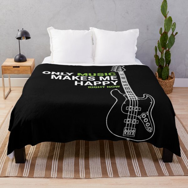 Item preview, Only Music Makes Me Happy Bass Guitar Outline designed and sold by nightsworthy.