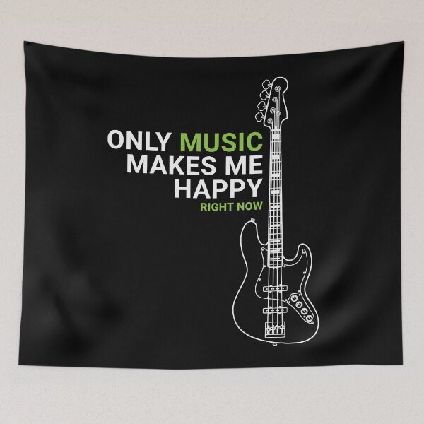 Item preview, Only Music Makes Me Happy Bass Guitar Outline designed and sold by nightsworthy.