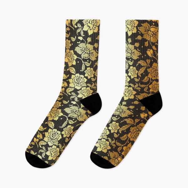 Item preview, Gold lace pattern on black background designed and sold by Starlett Designs.