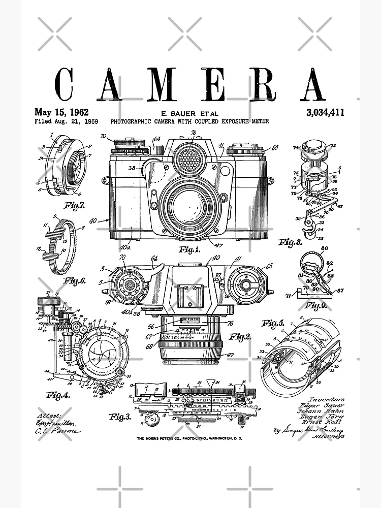 Photography Camera Vintage Classic Patent Drawing Print Poster