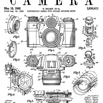 Photography Camera Vintage Classic Patent Drawing Print Art Print