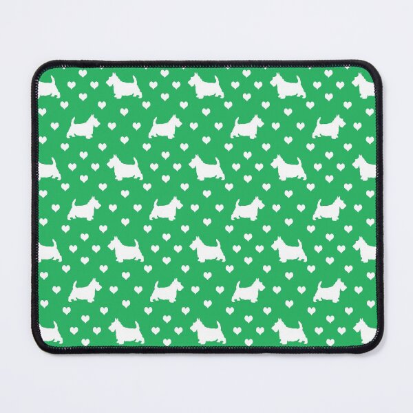 Item preview, White Scottish Terriers (Scottie Dogs) & Hearts on Green designed and sold by Karen McFarland.