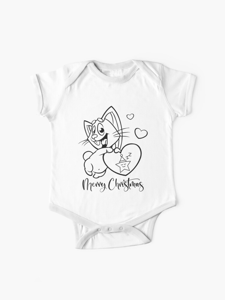 Funny Bunny Merry Xmas Happy Happy Black | Baby One-Piece