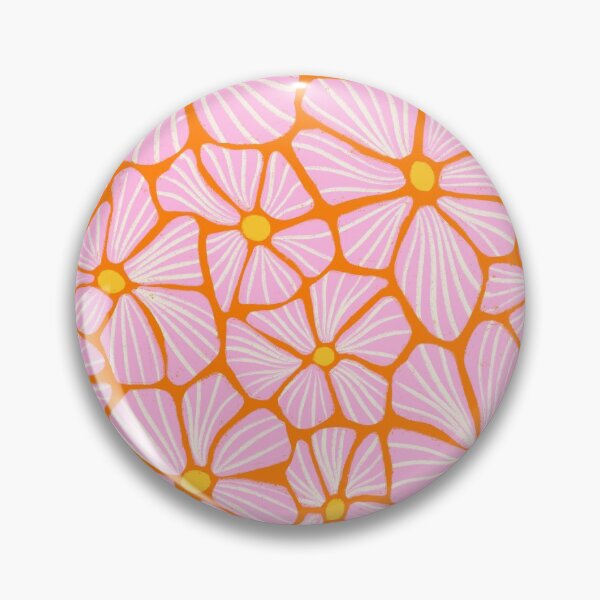 Artikelvorschau, Flower Power Seventies Sixties Hippie Flowers Pattern Orange Pink entworfen und verkauft von Sandra Hutter.