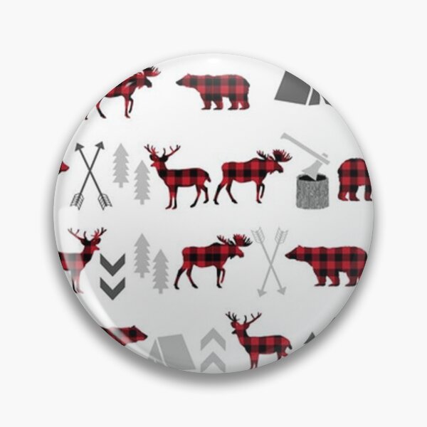 Item preview, Buffalo plaid woodland moose deer bear forest woodland trees camping designed and sold by lauricecmd.