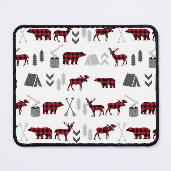 Item preview, Buffalo plaid woodland moose deer bear forest woodland trees camping designed and sold by lauricecmd.