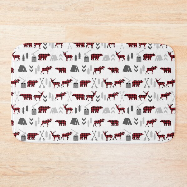 Item preview, Buffalo plaid woodland moose deer bear forest woodland trees camping designed and sold by lauricecmd.