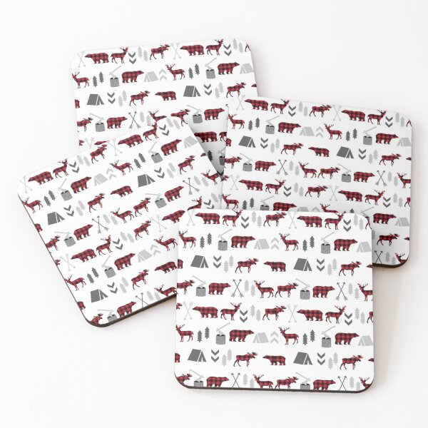 Item preview, Buffalo plaid woodland moose deer bear forest woodland trees camping designed and sold by lauricecmd.
