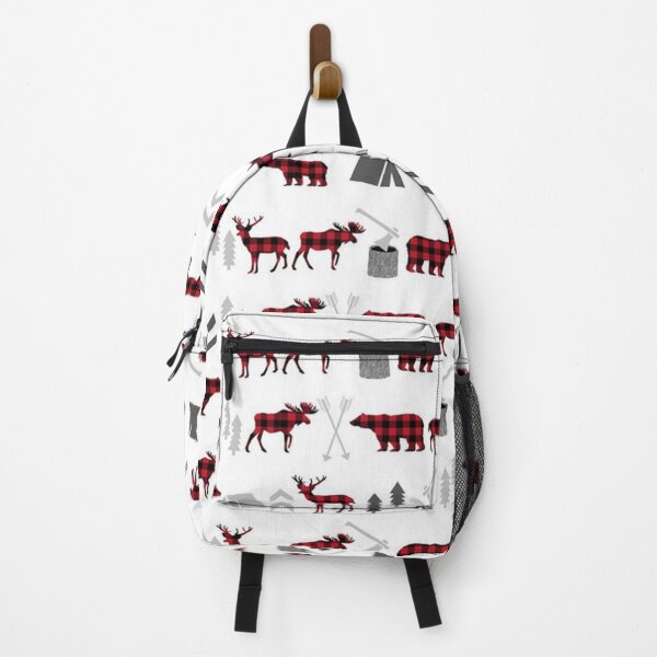 Item preview, Buffalo plaid woodland moose deer bear forest woodland trees camping designed and sold by lauricecmd.