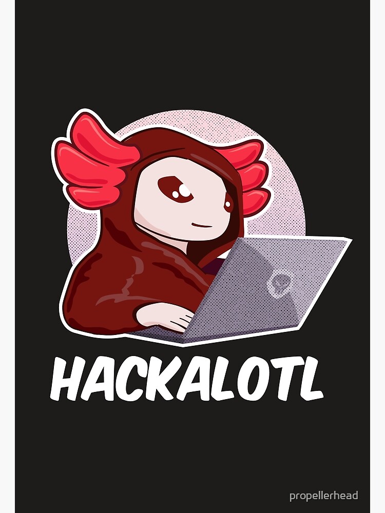 "Funny Anime Comic Axolotl Computer Hacker Coder Nerd" Poster by