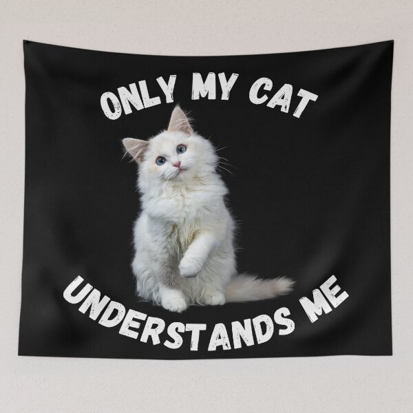 Item preview, Only My Cat Understands Me White Turkish Angora In Black designed and sold by LuckyKermit.