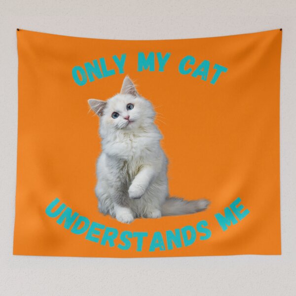 Item preview, Only My Cat Understands Me White Turkish Angora In Orange designed and sold by LuckyKermit.