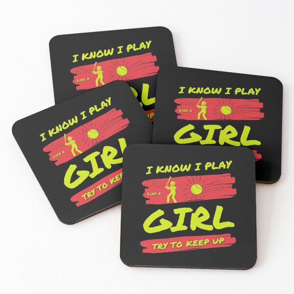 Item preview, I Know I Play Like A Girl Softball Try To Keep Up, Funny Softball Girl designed and sold by singRsong.
