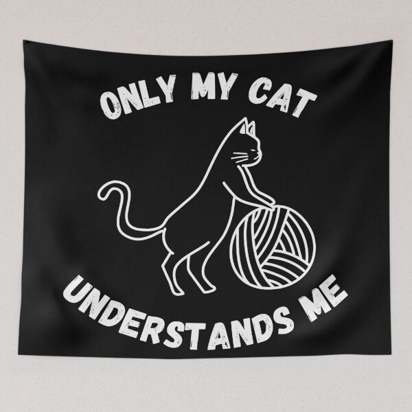 Item preview, Only My Cat Understands Me Cat Rolling A Wool Ball In Black designed and sold by LuckyKermit.