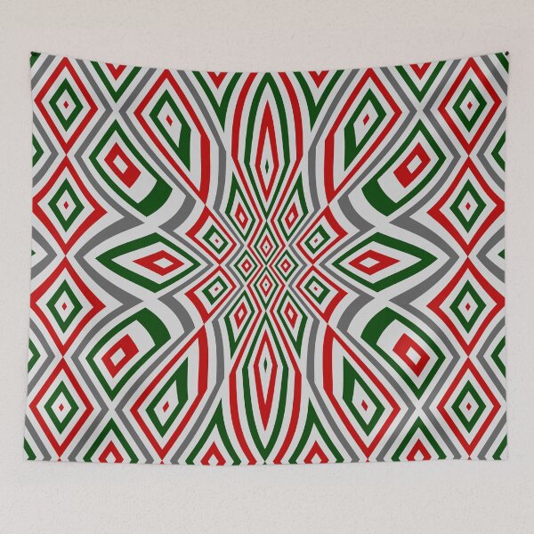 Item preview, Abstract geometric floral design red green designed and sold by aapshop.