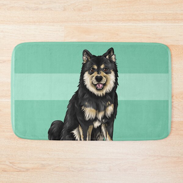 Item preview, Finnish Lapphund Dog | Black and Tan | Cyan Background designed and sold by shirinsart.