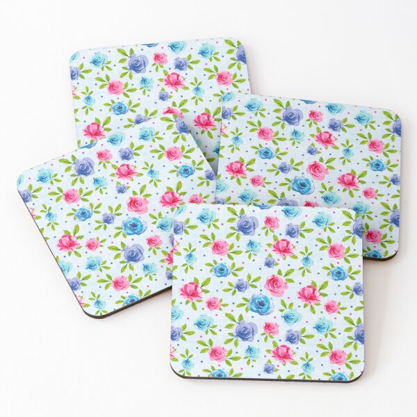 Item preview, Pink and Blue Watercolor Roses designed and sold by KrisInStitches.