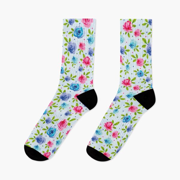 Item preview, Pink and Blue Watercolor Roses designed and sold by KrisInStitches.