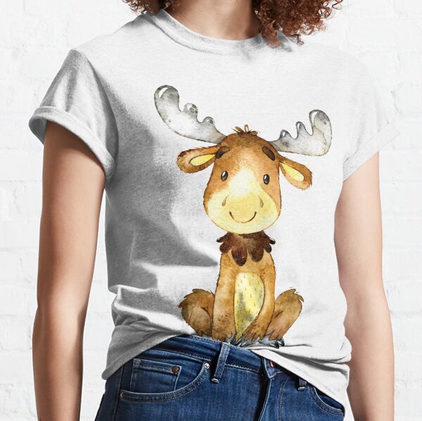 Little moose says hello and welcome watercolour Classic T-Shirt