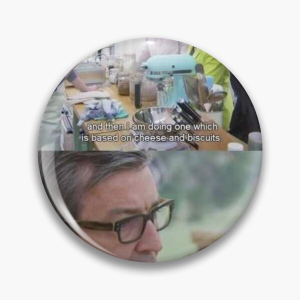 Item preview, Funny cheesy bisquit meme sticker from great british baking show designed and sold by TheBritishShop.