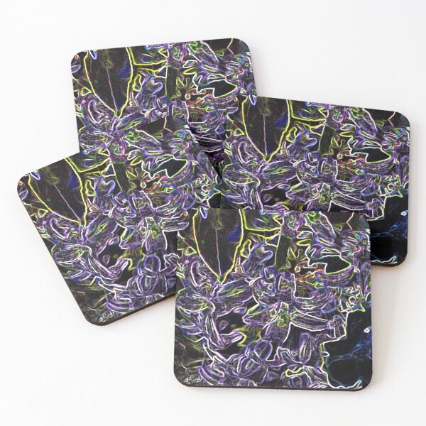 Item preview, Multi-Colored Hyacinths Flowers Neon Abstract Black Background designed and sold by JariHawk.