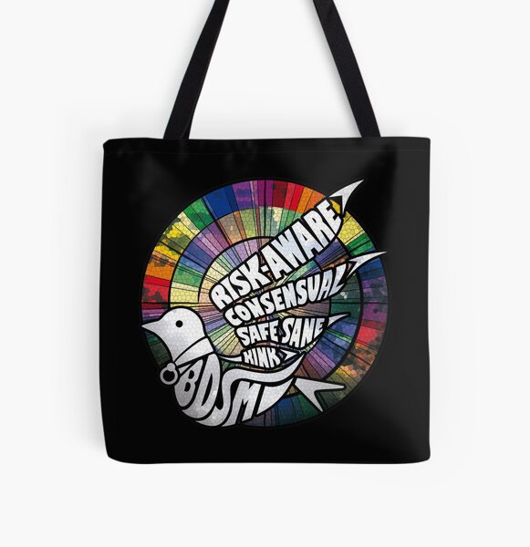 Kinkpride Dove - BDSM Rainbow Bird of Love Allover-Print Tote Bag