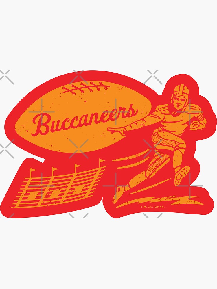 deadmansupplyco Vintage Football Shape - Tampa Bay Buccaneers (Orange Buccaneers Wordmark) Kids T-Shirt