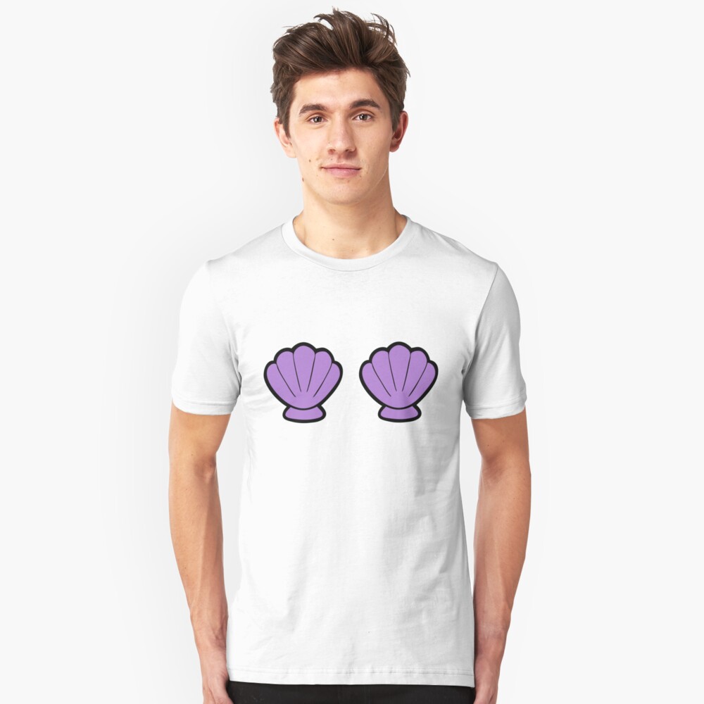 Mermaid Shells Bright Pattern Slim Fit T-Shirt